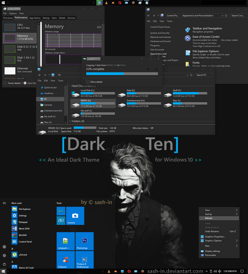 Персонализация windows 10 темы. Красивые темы для windows 10. Темная тема виндовс 10. Темы рабочего стола windows 7. Красивое оформление windows.