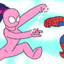 Spider-Man and Spider-Girl swinging