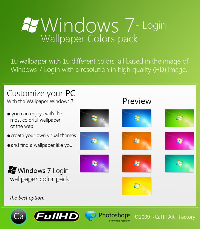 Windows 7 Login Colors Pack by CaHilART on DeviantArt