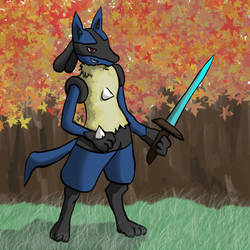 Lucario with a diamond sword