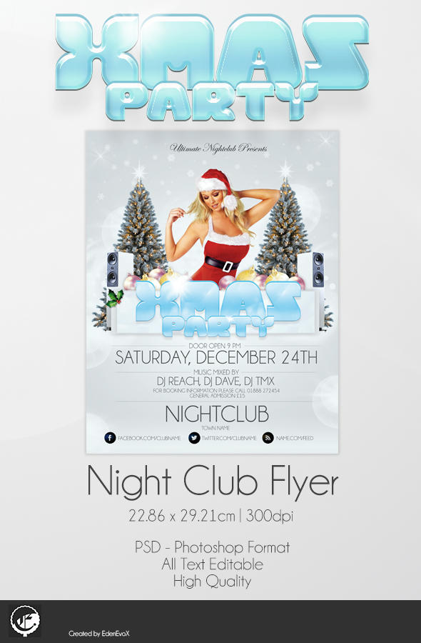 Xmas Party Flyer PSD Download