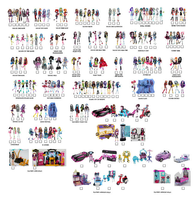 Monster high doll clearance collection list