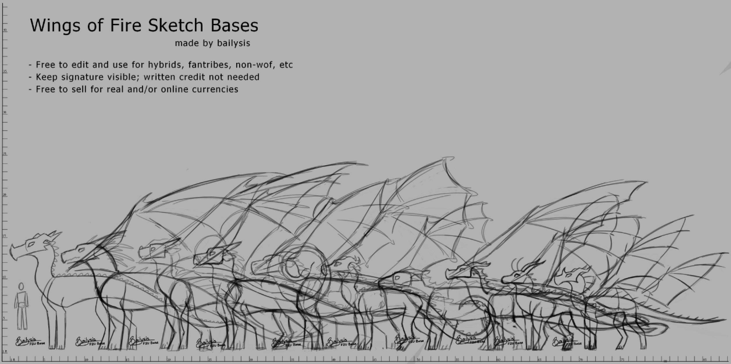 Wings of Fire Sketch Bases F2U by Bailysis on DeviantArt