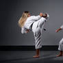 Intense Karate Sparring Duo