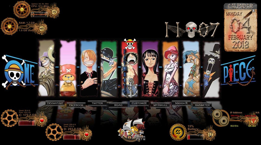 One Piece Rainmeter Skin By Zakycool On Deviantart