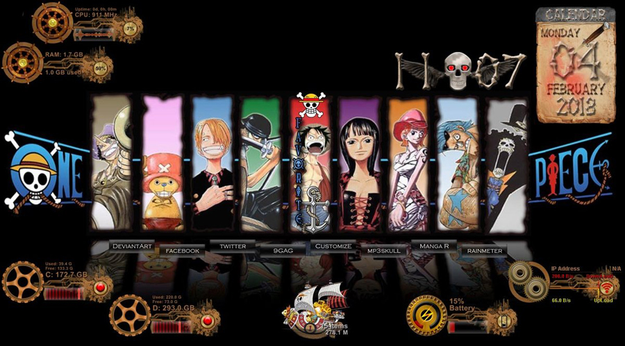 One Piece Rainmeter Skin