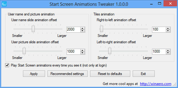Start Screen Animations Tweaker