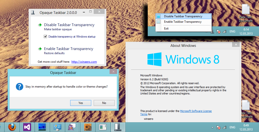 taskbar transparency windows 8 taskbar transparency windows 8