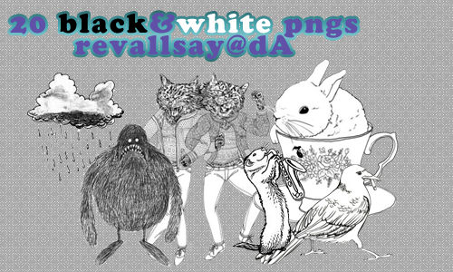 20 black and white pngs