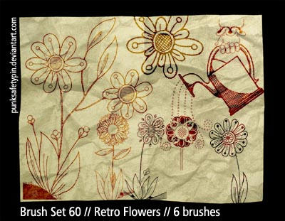 Brush Set 60 - Retro Flowers