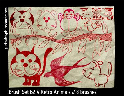 Brush Set 62 - Retro Animals