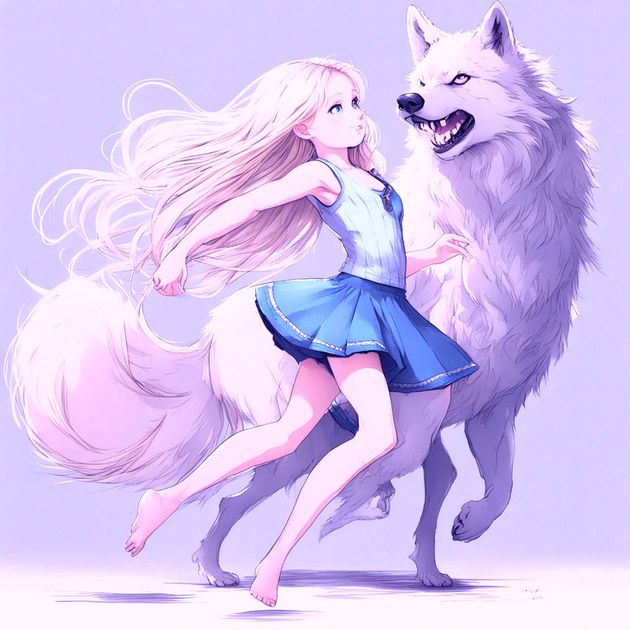 Little girl dancing with a wolf by Nyx2208 on DeviantArt