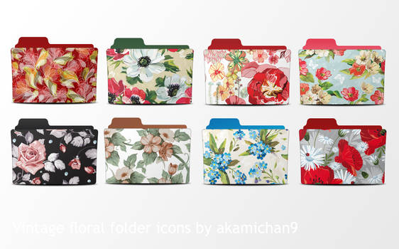 Vintage Floral Folder Icons