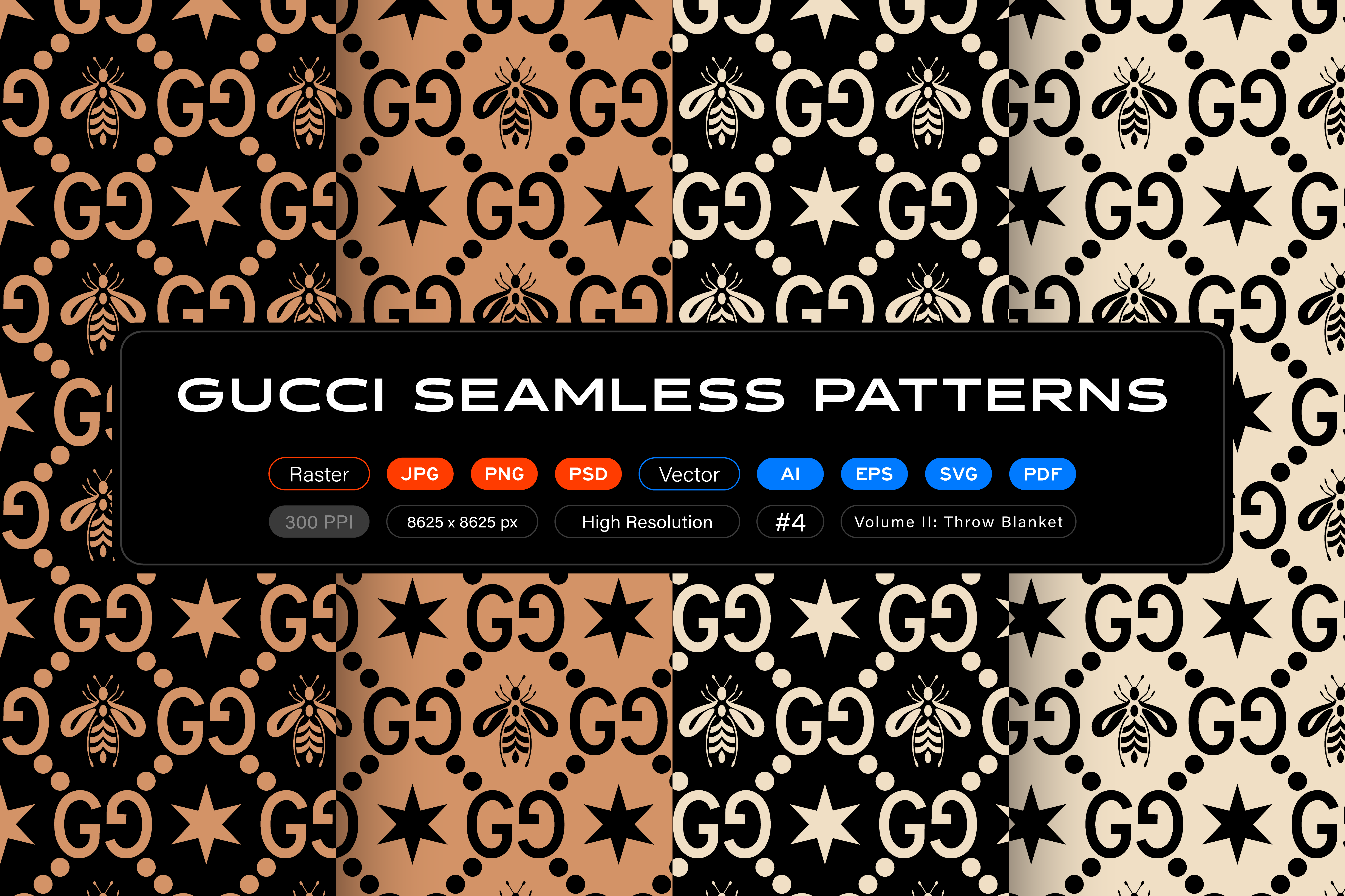 Gucci Seamless Patterns, Vol. 2 Throw Blanket by itsfarahbakhsh on