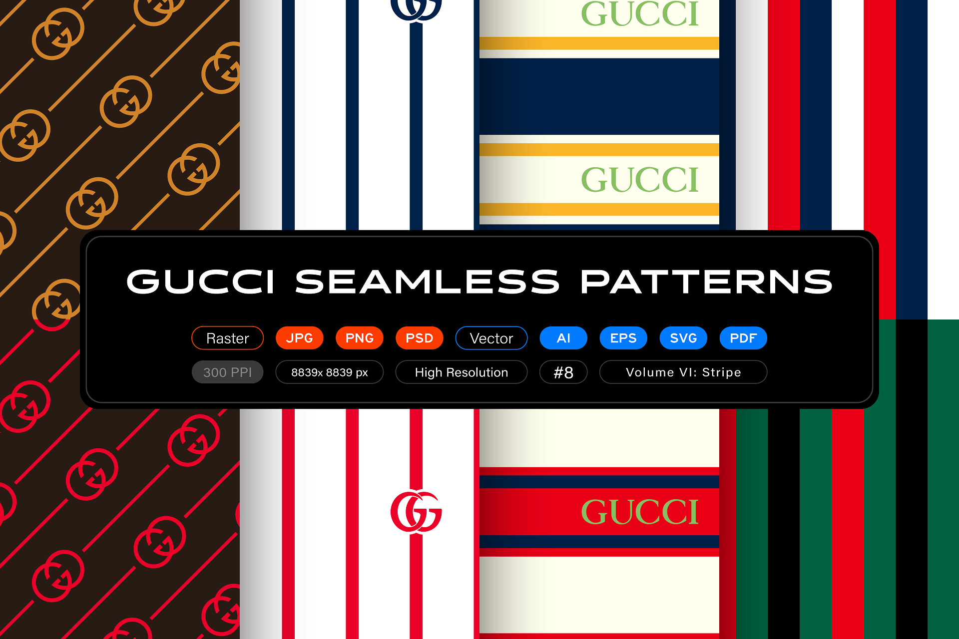 Gucci Seamless Patterns, Vol. 6 Stripe by itsfarahbakhsh on DeviantArt