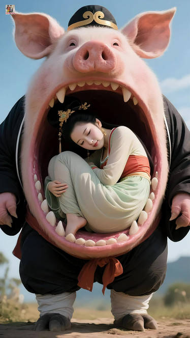 [M/F samesize vore]JTTW Zhu Bajie swallows Chang'e