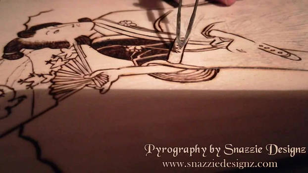 Samurai Girl Pyrography Work in Progress Video