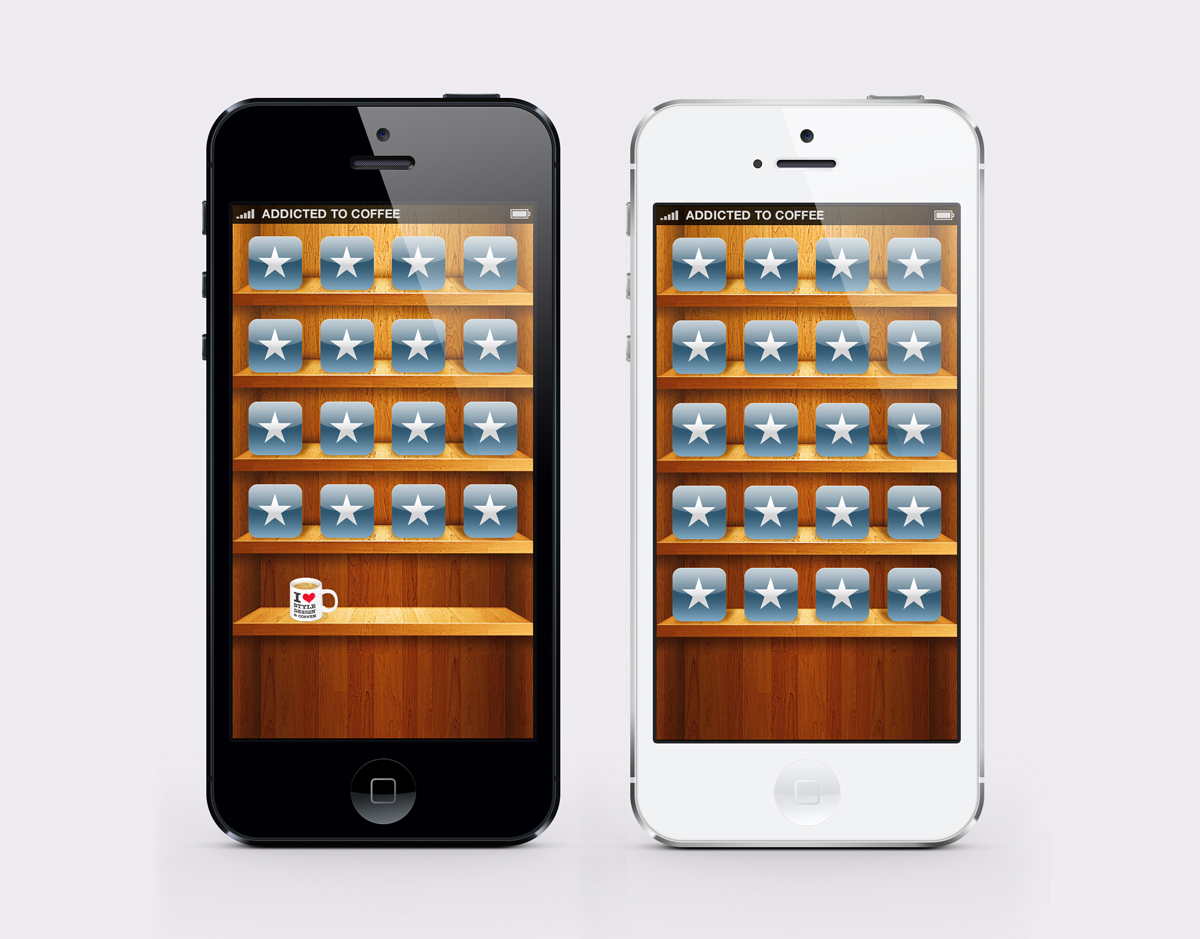 iPhone 5 Wallpaper - wooden shelf by twinware