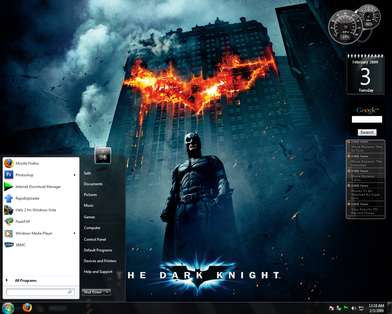 Windows7 The Dark Knight Theme