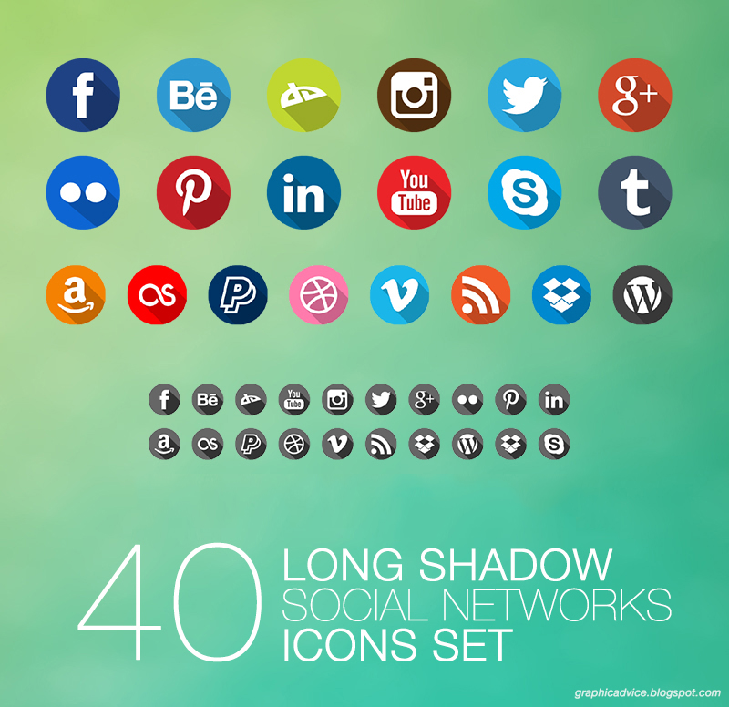 Long Shadow Social Icons Pack by mikymeg