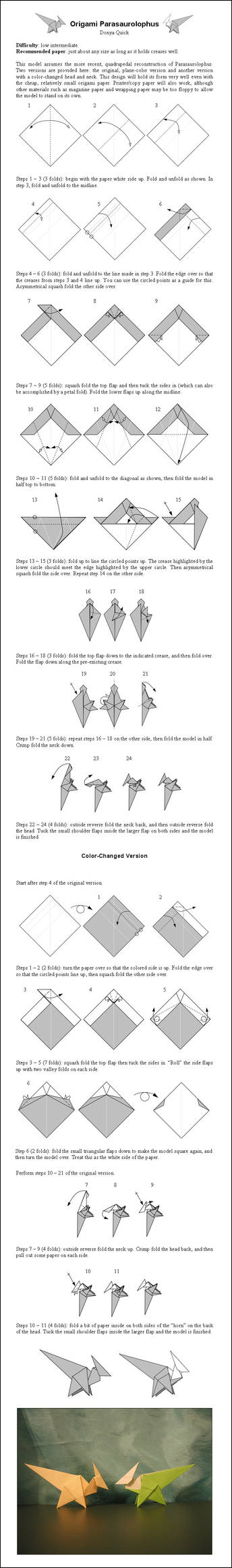 Origami Parasaurolophus Instr By Donyaquick On Deviantart