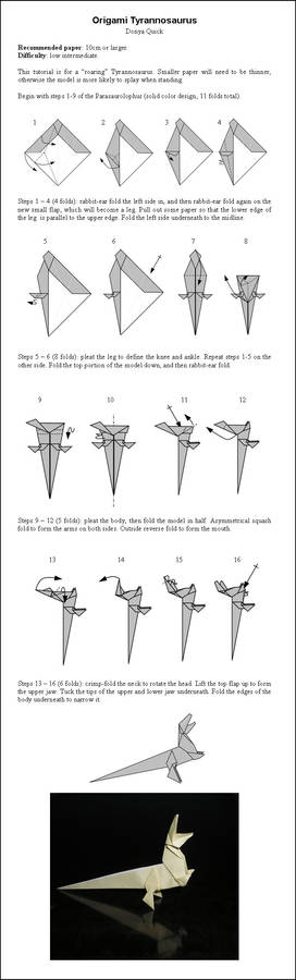 Origami T-rex Instructions