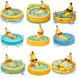Ice cube  Banana Set Of 25 Sublimation Bundle PNG 