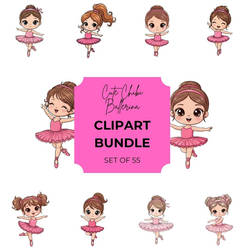 Cute Chibi Ballerina Set Of 50+  Sublimation 