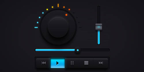 Dark Music UI Elements (PSD)