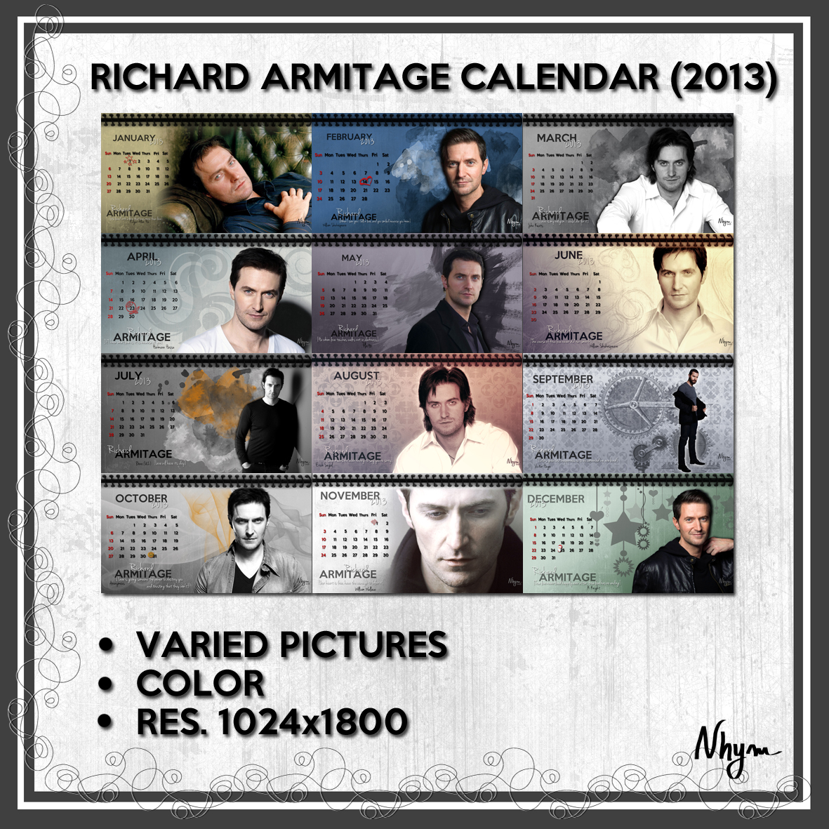 Richard Armitage Calendar 2013 by Nhymhell on DeviantArt