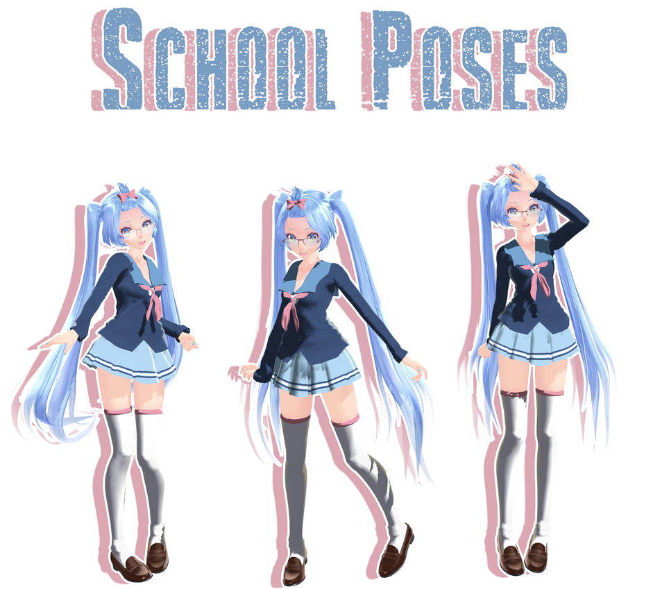 MMD - School Poses DL by MMDMikuxLen