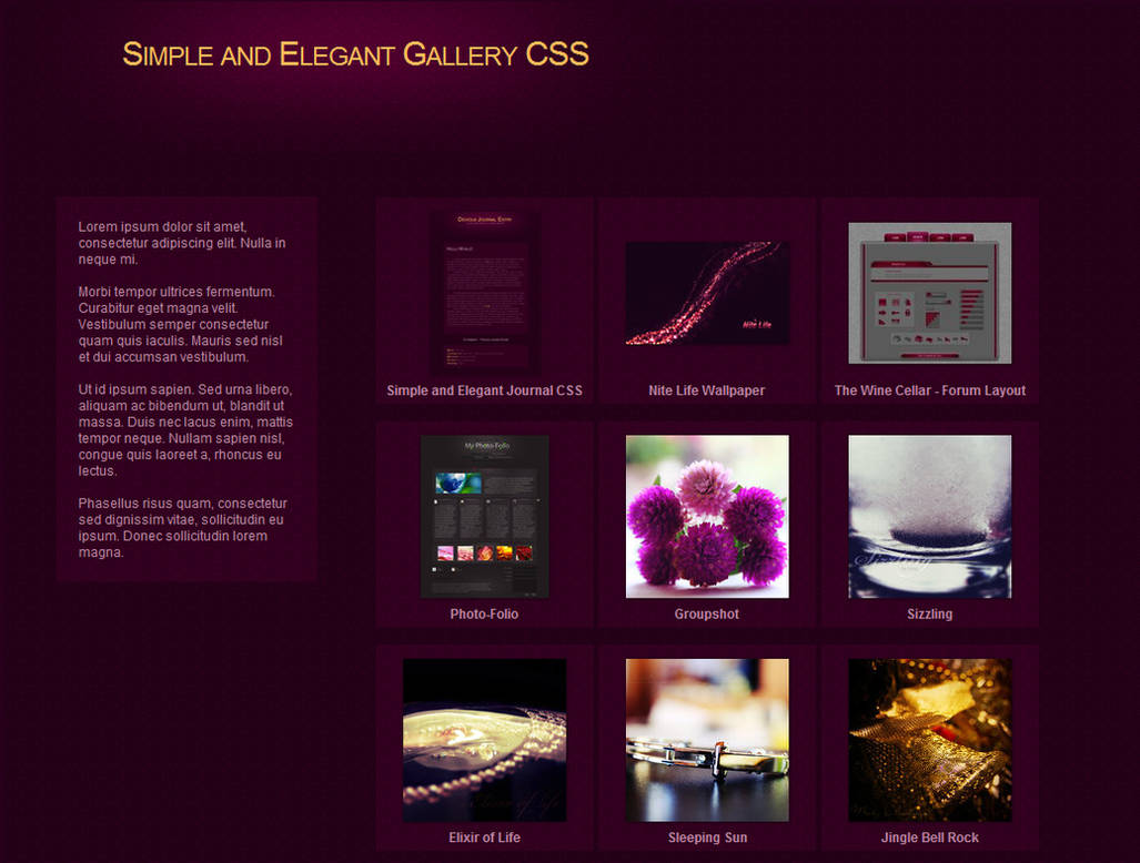 Simple and Elegant Gallery CSS by VeraCotuna on DeviantArt