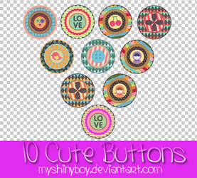 10 Cute Buttons PNG