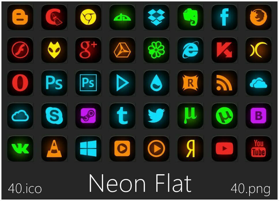 Neon Flat Icons By Alexgal23 On Deviantart