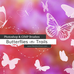 Butterflies n Trails Photoshop and GIMP Brushes