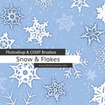 Snow + Snowflakes Photoshop and GIMP Brushes by redheadstock