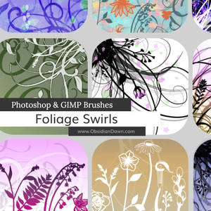 Foliage Swirls Photoshop and GIMP Brushes