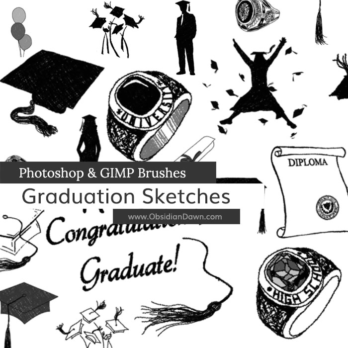 Graduation Sketches Photoshop and GIMP Brushes