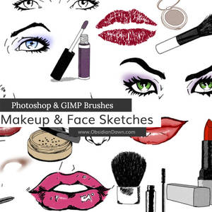 Makeup + Face Sketches Photoshop and GIMP Brushes