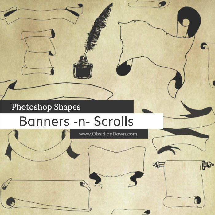 Banner N Scrolls Photoshop Custom Shapes By Redheadstock On Deviantart
