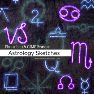Astrology Sketches Photoshop and GIMP Brushes