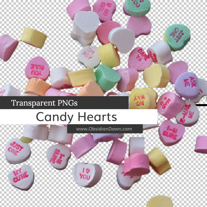 Candy Hearts Transparent PNGs by redheadstock