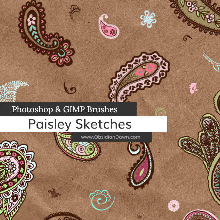 Paisley Sketches Photoshop and GIMP Brushes