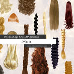 Hair Photoshop and GIMP Brushes by redheadstock