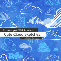 Cute Cloud Sketches Photoshop and GIMP Brushes