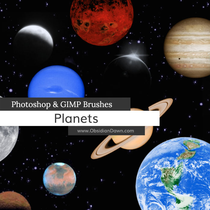 Planets Photoshop and GIMP Brushes