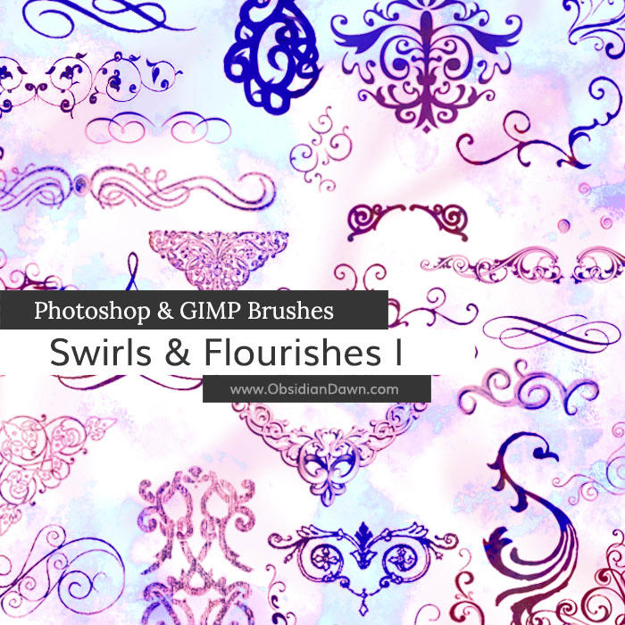 flourishes photoshop and gimp brushes