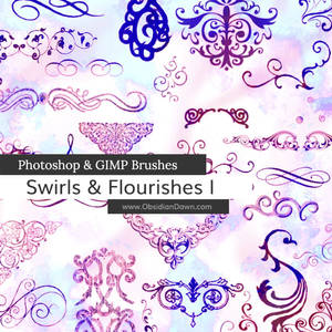 Swirls and Flourishes Photoshop and GIMP Brushes