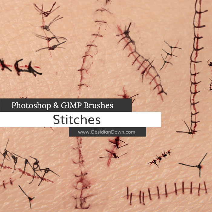 Stitches and Sutures Photoshop and GIMP Brushes