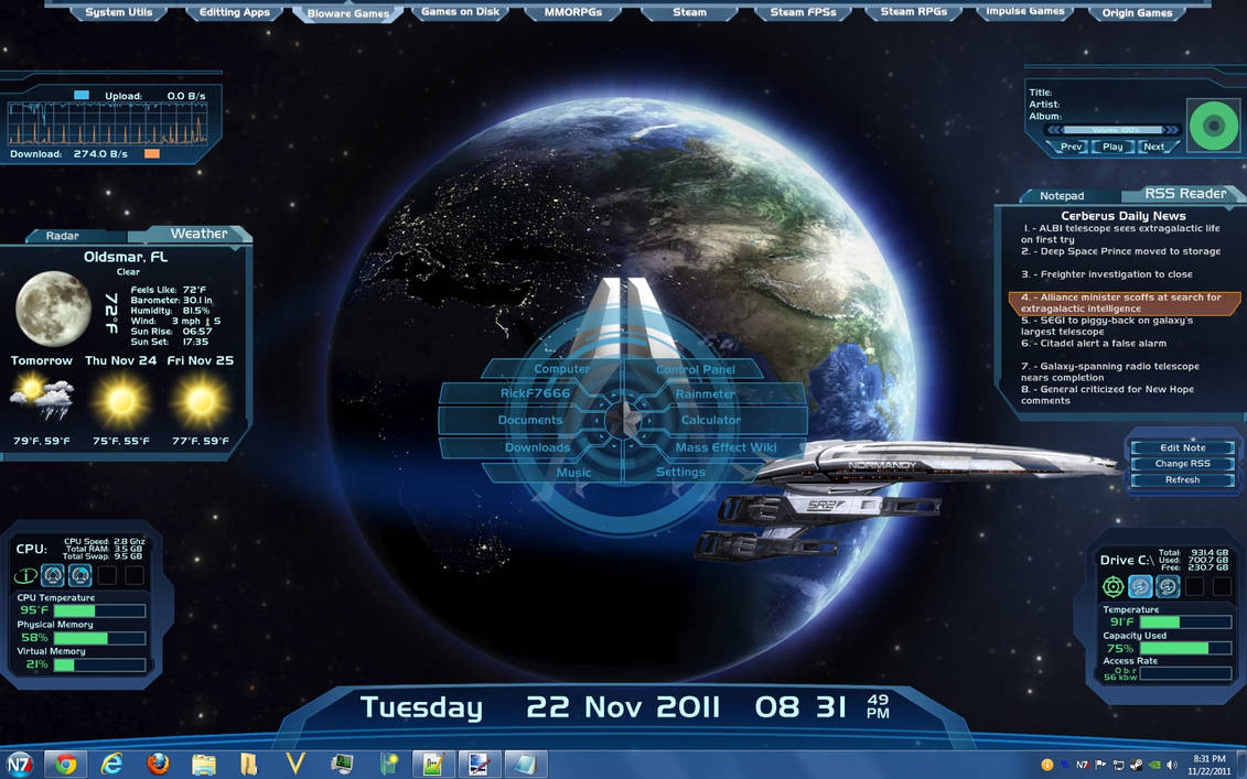 Mass Effect Rainmeter Skin by RickF7666